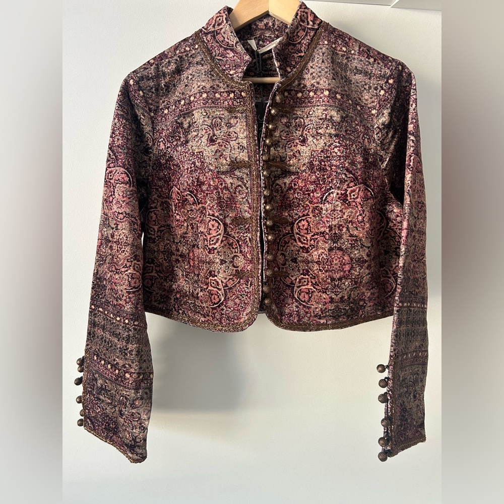 NWT Soft Surroundings Exclusive Blazer Golden Detailed Embroidered Trim Size L